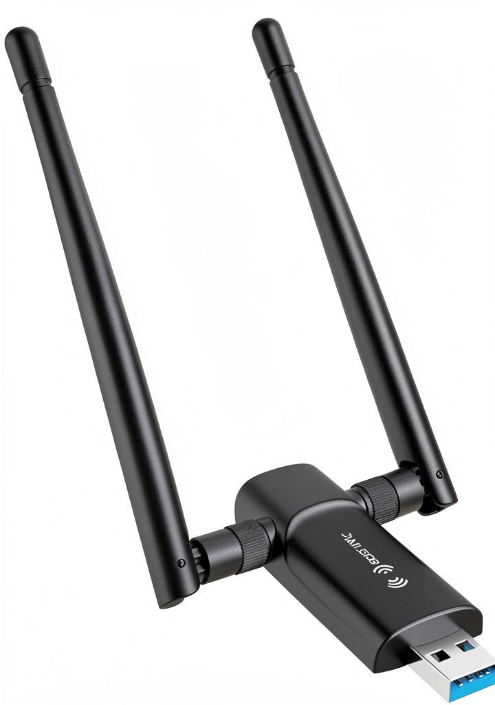 Installing Nineplus 1300Mbps USB WiFi Adapter for Windows on a wooden desk