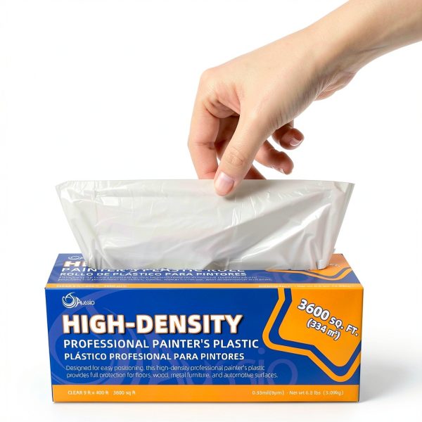 Aussio Clear Plastic Sheeting Roll 400FT x 9FT HDPE Painter Drop Cloth-4