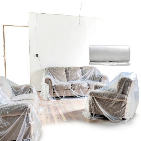 Aussio Clear Plastic Sheeting Roll 400FT x 9FT HDPE Painter Drop Cloth-5