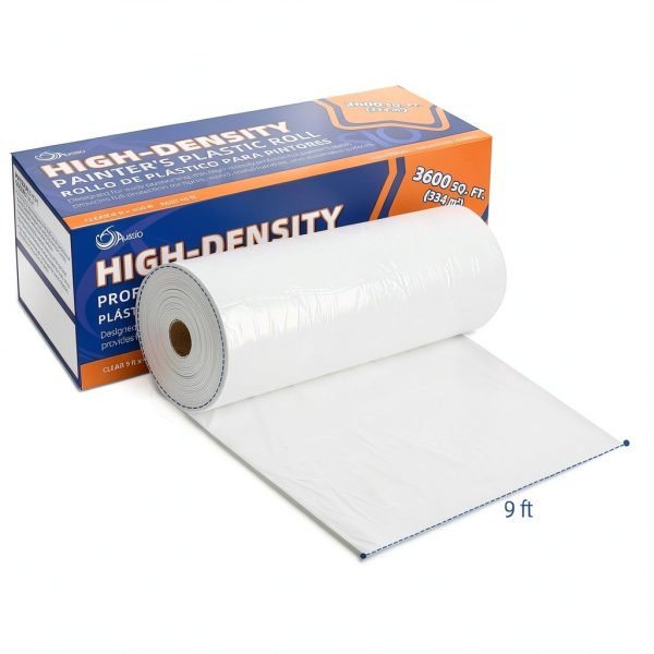 Aussio Clear Plastic Sheeting Roll 400FT x 9FT HDPE Painter Drop Cloth-1