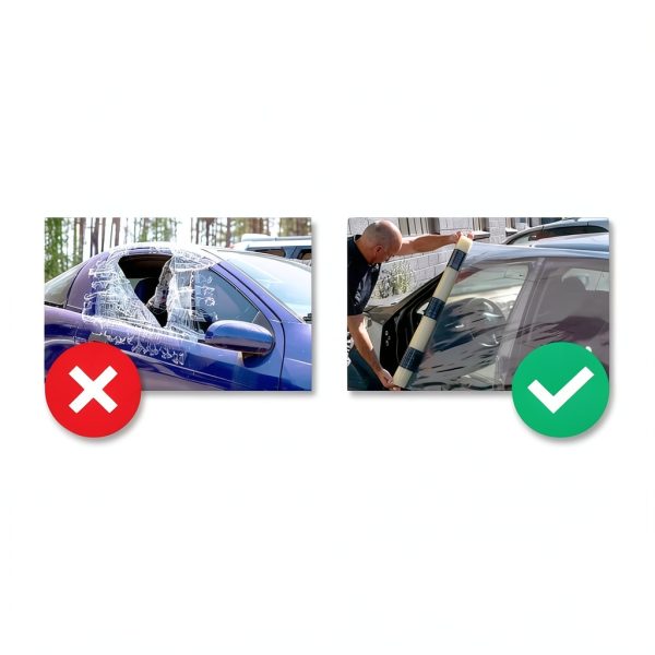 RBL Products 428R Collision Wrap Film 36" x 120' – Self-Adhesive Protective Plastic Film for Damaged Vehicles – UV Resistant, Clear Auto Wrap Barrier-6